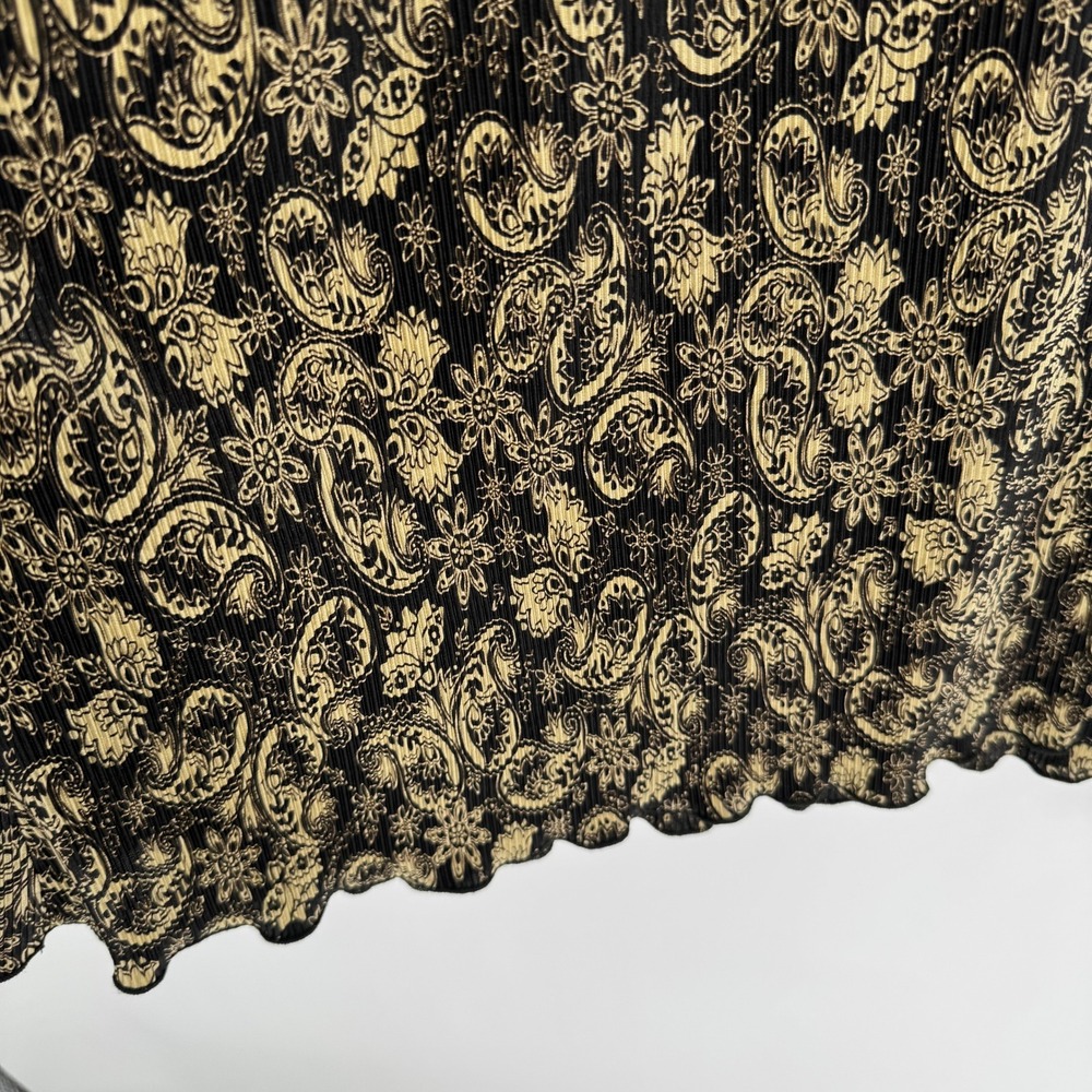 Connected Apparel Vtg Gold/Black Paisley Ribbed 3/4 Sleeve Dress Women's Sz 8P - Picture 7 of 12